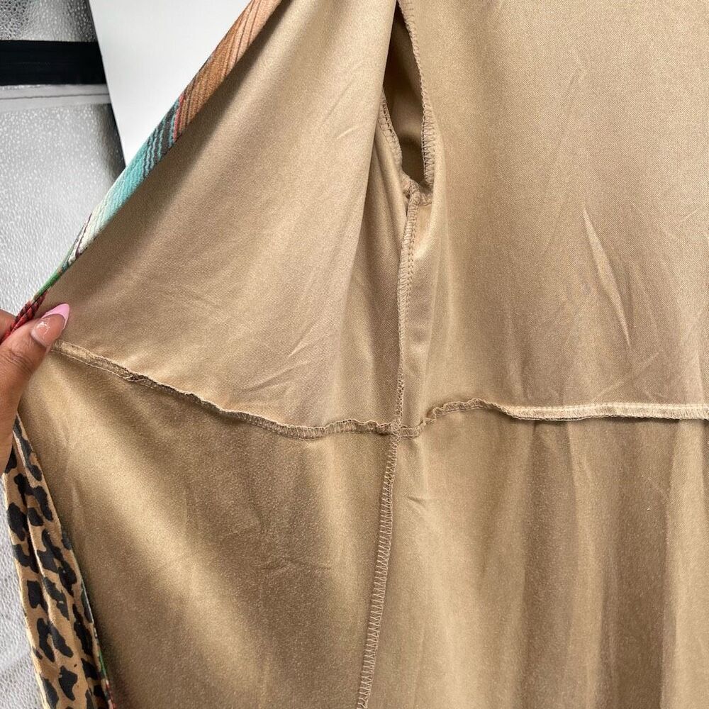 Fashion Express Women’s Chevron Leopard Print Flare Sleeve Duster Jacket Small - Picture 16 of 17